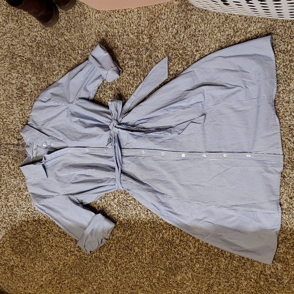 Long Sleeve Stripped Shirt Dress